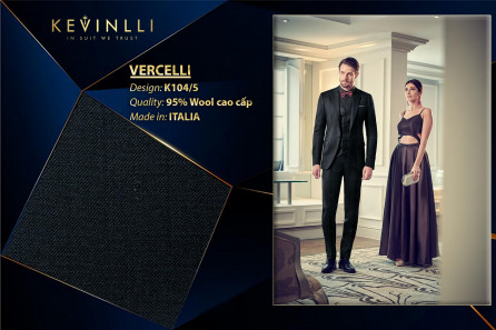 K104/5 Vercelli CVM - Vải Suit 95% Wool - Xanh navy Trơn